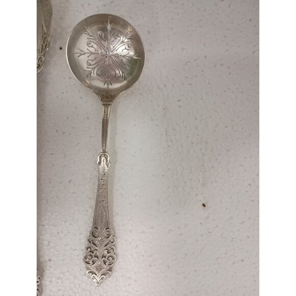 Vintage Mappin Brothers Sterling Silver Ornate Victorian Set Of 2 Serving Spoons - Picture 2 of 8